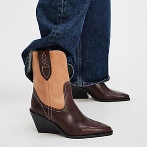 NEW Free People Pitchfork Point Western Boots - Leather, Pointed Toe 925 6s3